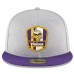 Men's Minnesota Vikings New Era Heather Gray/Purple 2018 NFL Sideline Road Official 59FIFTY Fitted Hat 3058396